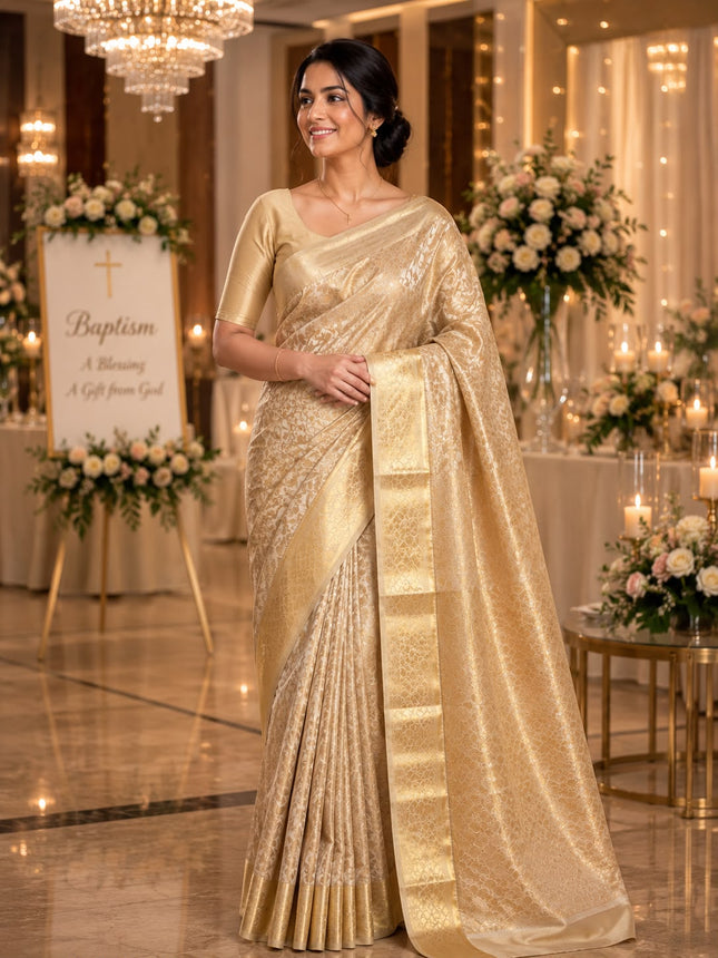 Pure Banaras Silk Saree-Royal Antique Gold with rich Gold Zari Pallu-B-PS-AG-002