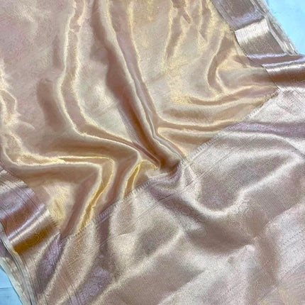 Pure Banaras Silk Saree in Champagne Gold with rich Gold Zari Pallu-B-PS-CG-001
