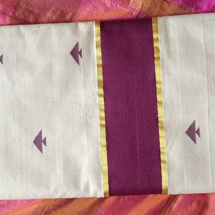 Kerala Handloom Pure Cotton Designer Saree-BP-HL-BDW-001