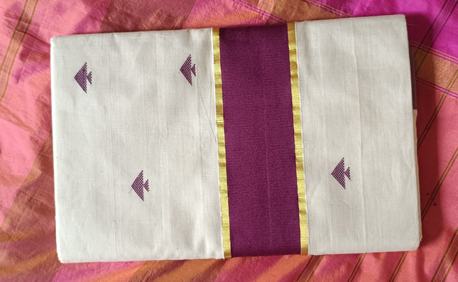 Kerala Handloom Pure Cotton Designer Saree-BP-HL-BDW-001
