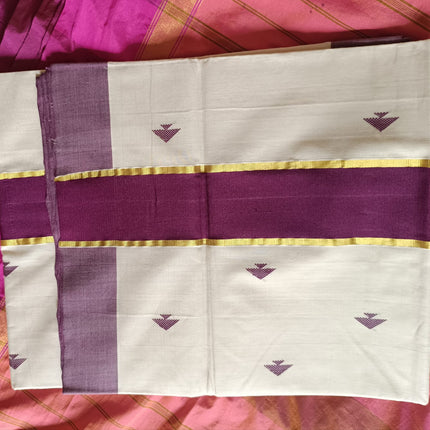 Kerala Handloom Pure Cotton Designer Saree-BP-HL-BDW-001