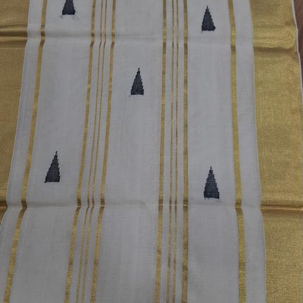 Kerala Handloom Pure Cotton Designer Saree-BP-HL-BDW-002