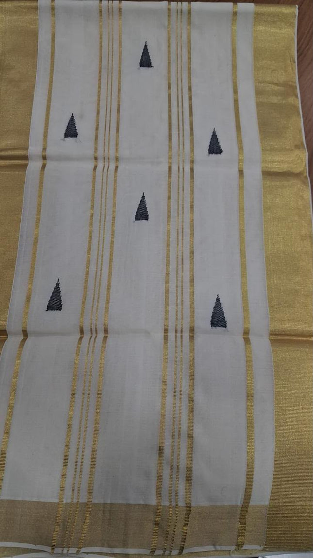 Kerala Handloom Pure Cotton Designer Saree-BP-HL-BDW-002