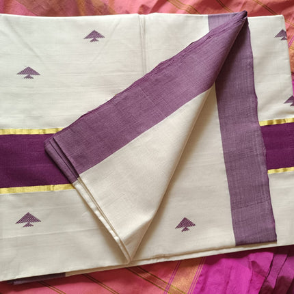 Kerala Handloom Pure Cotton Designer Saree-BP-HL-BDW-001