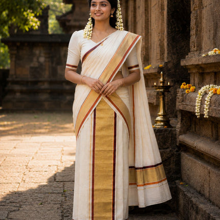 Kerala Handloom Pure cotton Set Mundu-BP-HL-BSMO-003