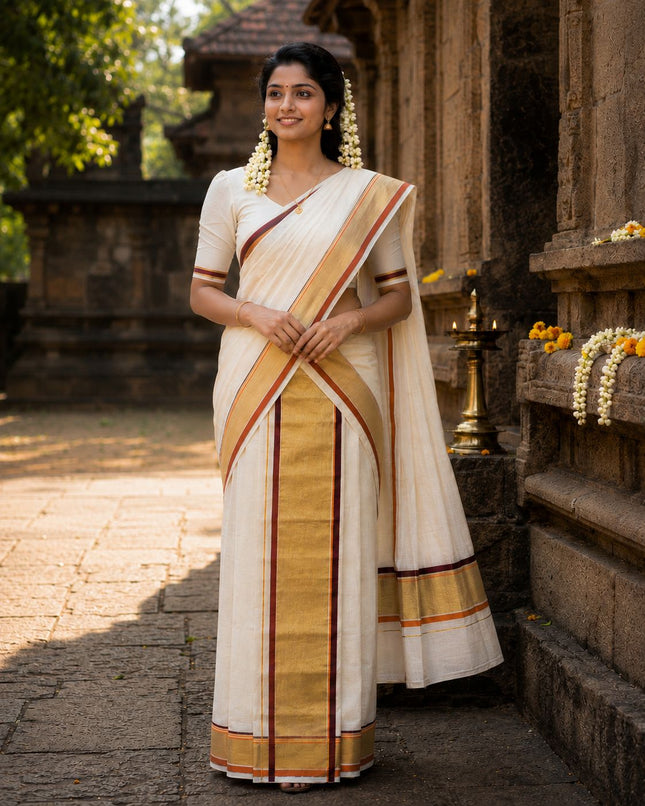 Kerala Handloom Pure cotton Set Mundu-BP-HL-BSMO-003
