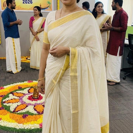 Kerala Handloom Pure cotton Classic  Saree -BP-HL-KGP-004