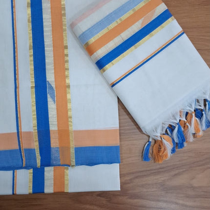 Kerala Handloom Designer Set Mundu with Blouse Piece-BP-HL-DSM