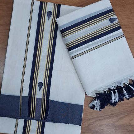 Kerala Handloom Designer Set Mundu with Blouse Piece-BP-HL-DSM