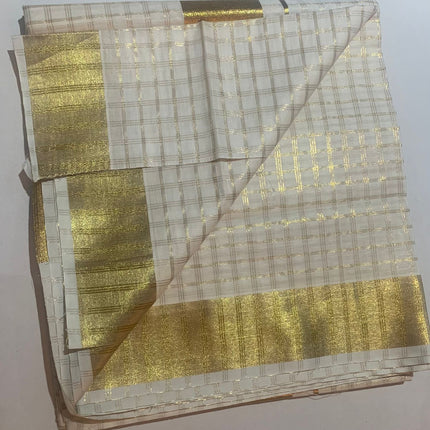 Check Kerala saree with Golden Kasavu -BP-PL-CKSGK-003