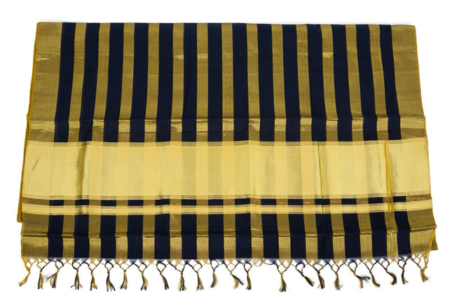 Kerala Handloom Pure Cotton Saree with Big stripe Kasavu-BP-HL-BSKB-002