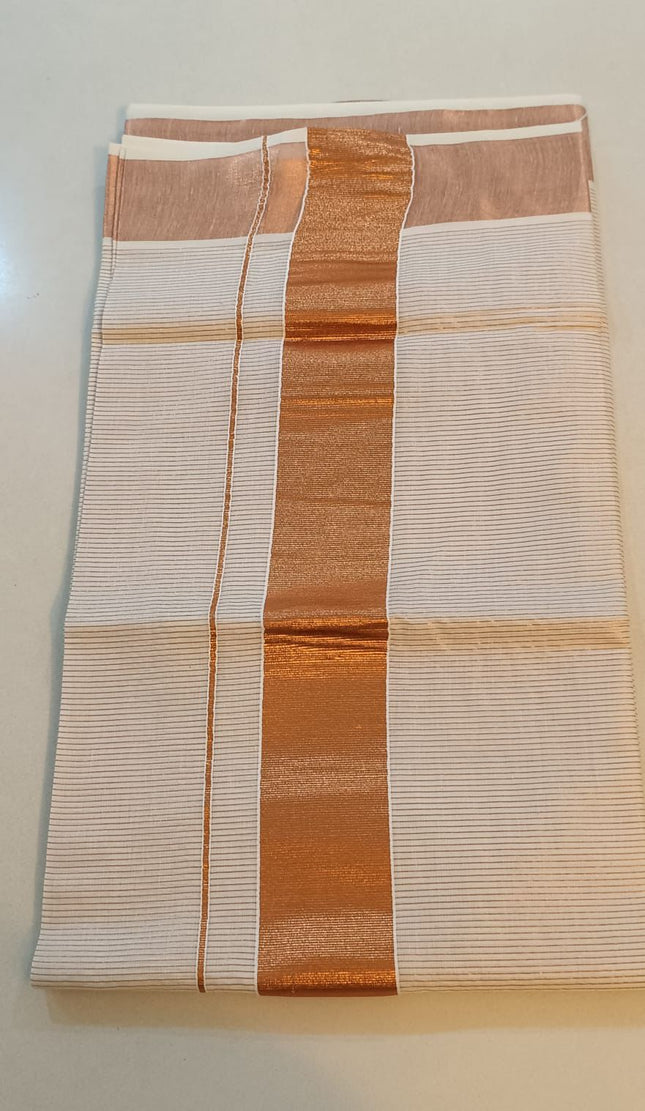 Copper Small Stripe Kerala Saree-BP-PL-CSKS-001
