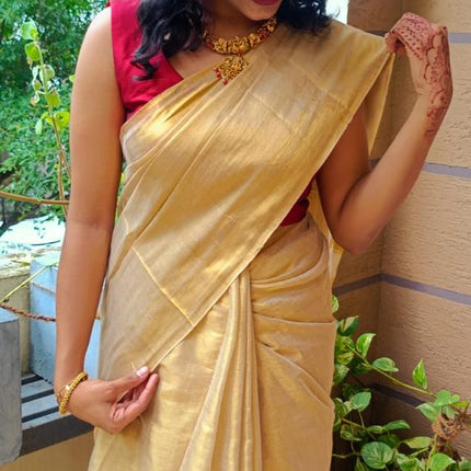 Trending 120 Count Premium Mul Cotton Tissue Kasavu Saree-WB-PMC-GTK-001