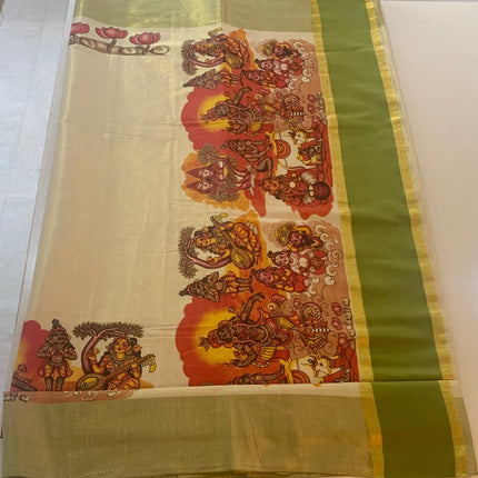 Digital print Kerala saree with Lord Krishna design-BP-PL-DPKK-002