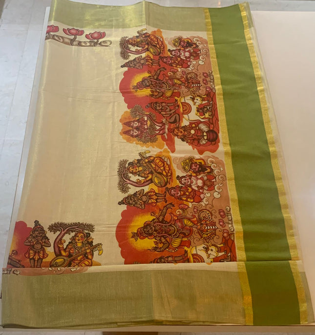 Digital print Kerala saree with Lord Krishna design-BP-PL-DPKK-002
