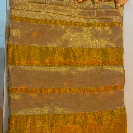Onam 2026 Viral Trending Golden Mul Tissue Saree-WB-OVT-GMT-002