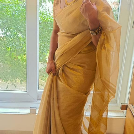 Trending 120 Count Premium Mul Cotton Tissue Kasavu Saree-WB-PMC-GTK-001