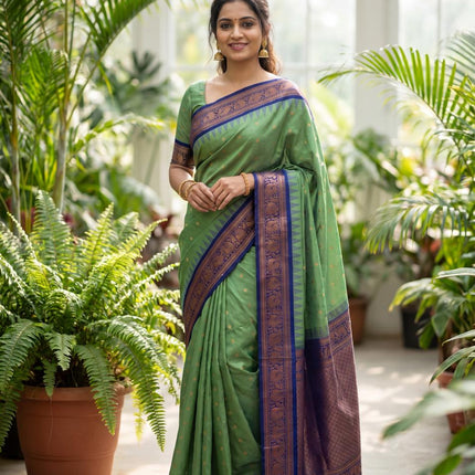 Kanchipuram Silk Saree with rich Pallu and Blouse Piece-KP-SESK-PL-001