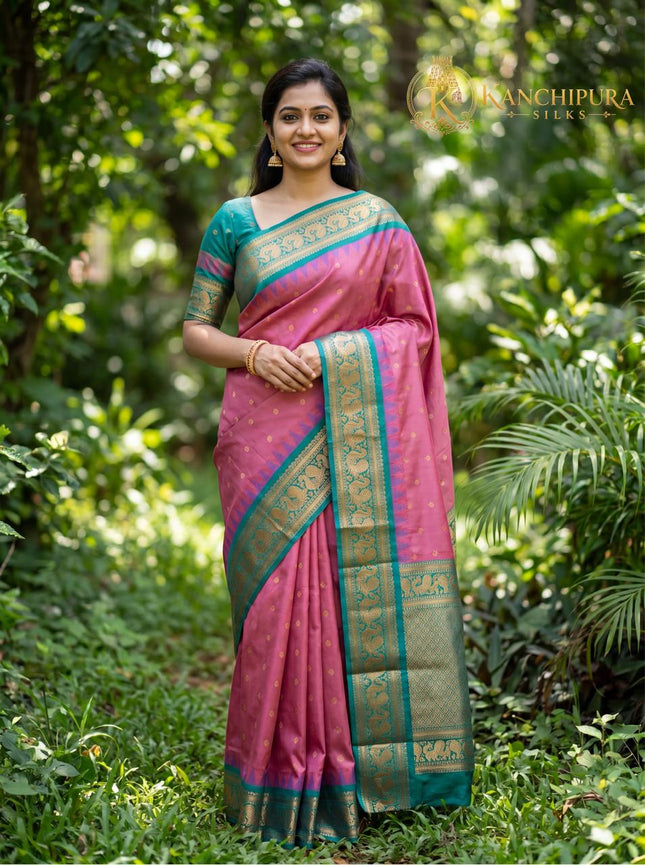 Kanchipuram Silk Saree with Rich Pallu and Blouse Piece-KP-SESK-PL-003