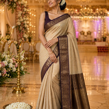 Vegan Silk Kanchipuram Saree with Rich Pallu and Blouse-KP-VS-RP-001