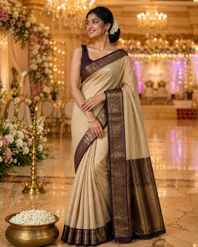 Vegan Silk Kanchipuram Saree with Rich Pallu and Blouse-KP-VS-RP-001