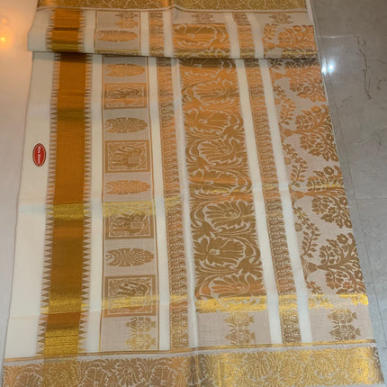Kerala Saree with Golden designs -BP-PL-KSGD-007