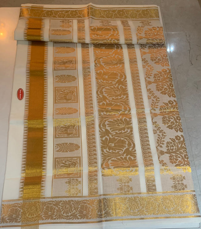 Kerala Saree with Golden designs -BP-PL-KSGD-007