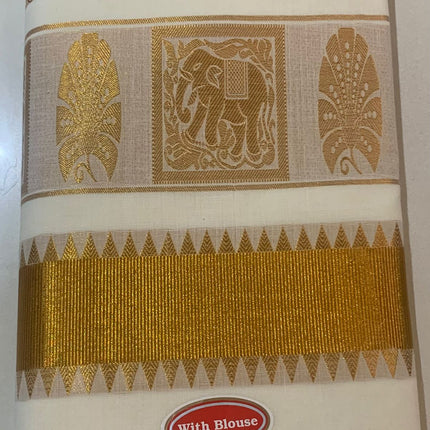 Kerala Saree with Golden designs -BP-PL-KSGD-007