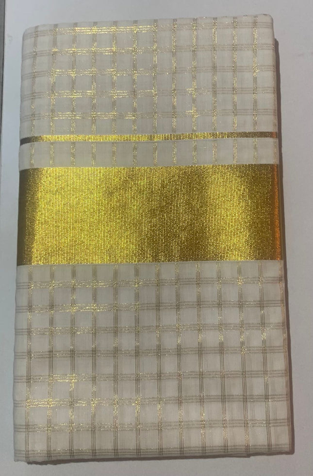 Check Kerala saree with Golden Kasavu -BP-PL-CKSGK-003