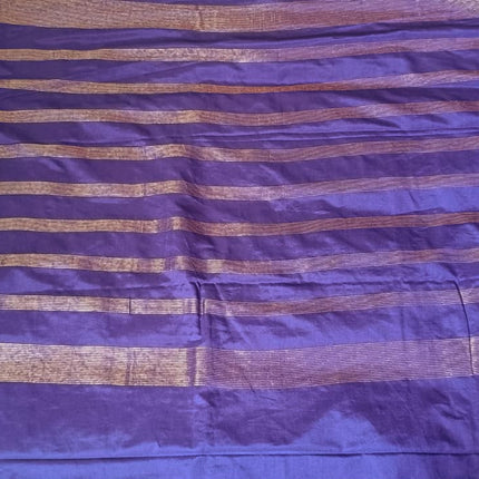 Royal Blue Mysore Semi Silk Saree with Antique Gold Temple Zari Border-MS-RB-AGTZB-002