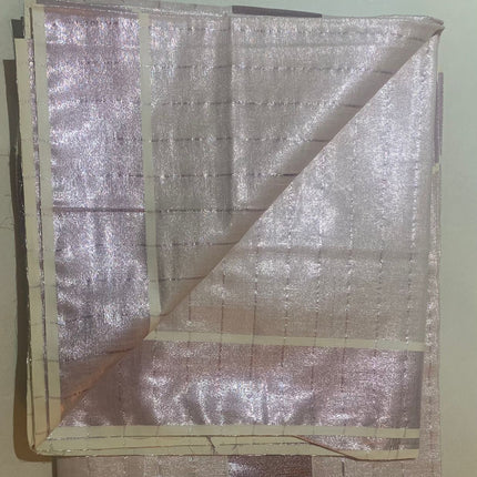 Rose Silver Tissue Kerala Saree with Vertical stripes-BP-PL-RSTKS-004