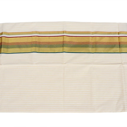 Kerala Handloom Pure Cotton Saree with Stripe colour Border -BP-HL-SCB-001
