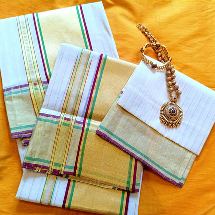 Kerala Handloom Pure Cotton Bridal Set Mundu-BP-HL-SMW-001