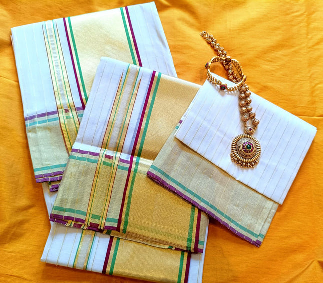Kerala Handloom Pure Cotton Bridal Set Mundu-BP-HL-SMW-001