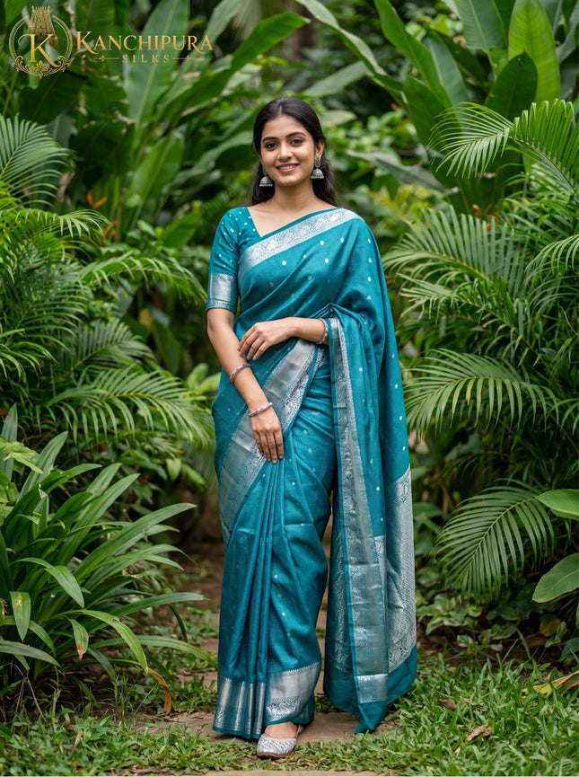 Kanchipuram Silk Saree with rich pallu and blouse Piece-KP-SESK-PL-001