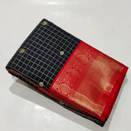 Vegan Silk Kanchipuram Saree with Rich Pallu and Blouse-KP-VS-RP-002