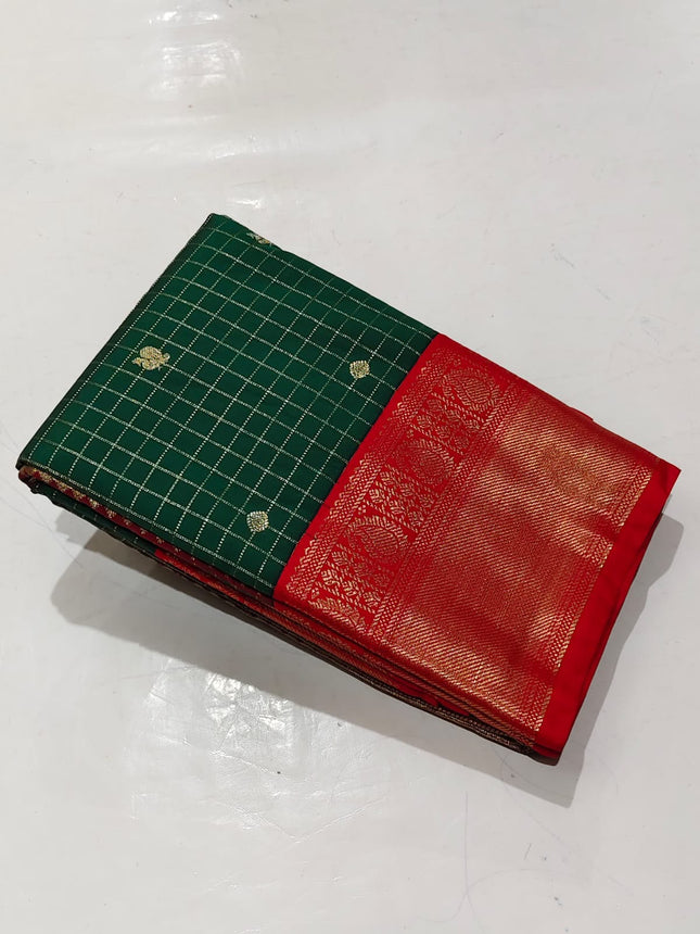 Vegan Silk Kanchipuram Saree with Rich Pallu and Blouse-KP-VS-RP-003