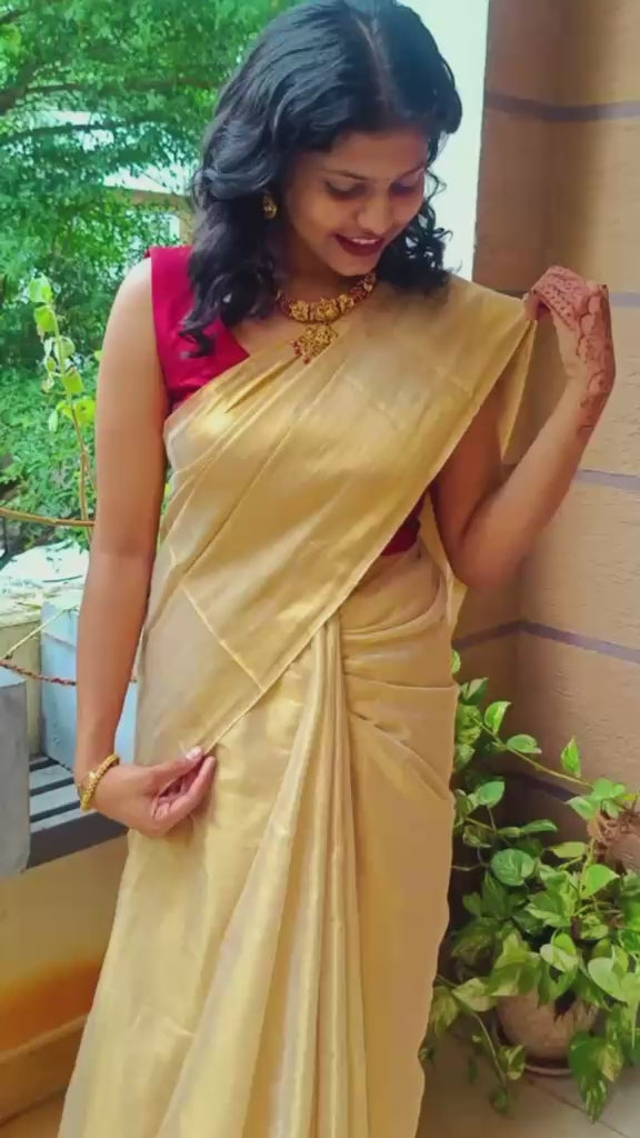 Trending 120 Count Premium Mul Cotton Tissue Kasavu Saree-WB-PMC-GTK-001
